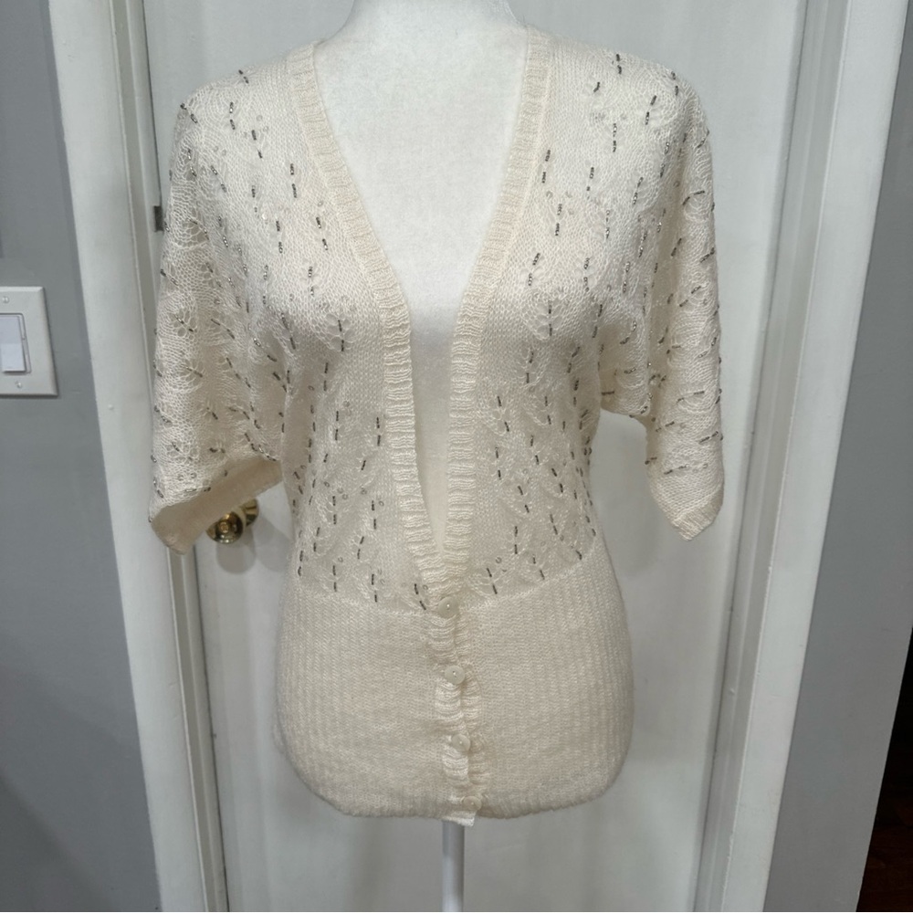 Elegant Cream Women's Sequined Sweater by Loft